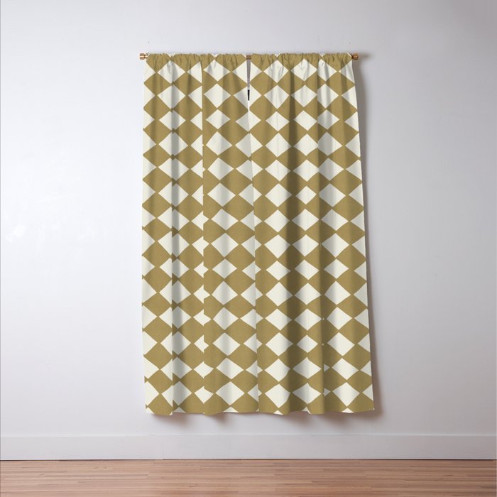 Diamond Pattern Abstract - Gold Beige Window Curtain Gallery Image 3