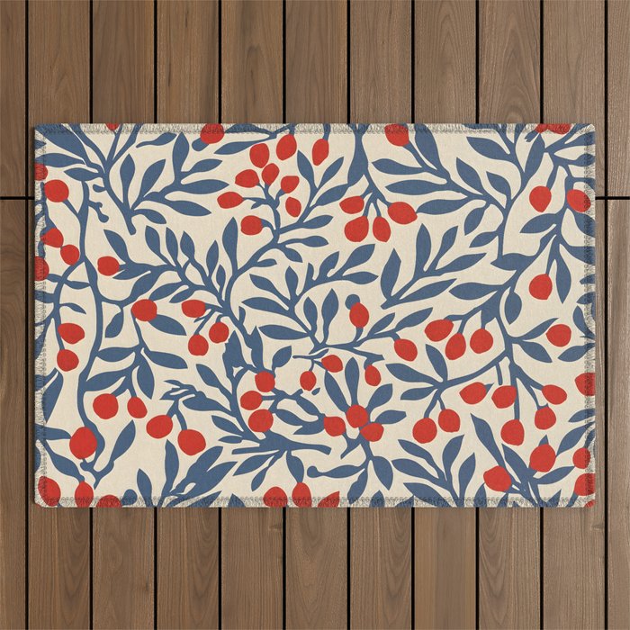 Winter Berries and Blue Outdoor Rug Gallery Image 1