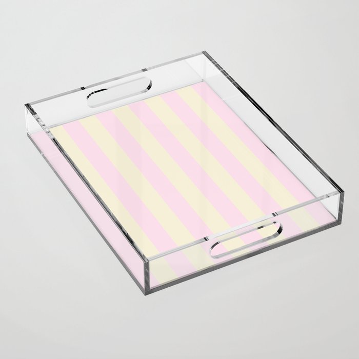 Stripes of Light Pink and Cream Acrylic Tray Gallery Image 1