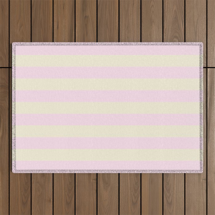 Stripes of Light Pink and Cream Outdoor Rug Gallery Image 1