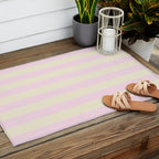 Stripes of Light Pink and Cream Outdoor Rug Gallery Image 2