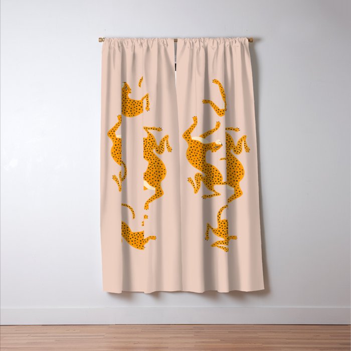 Leopard Race - pink Window Curtain Gallery Image 3