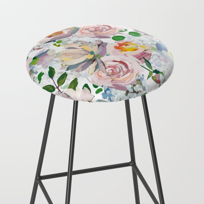Hand Drawn Vintage Spring Claude Monet Botanical Flower Garden Stool Gallery Image 2