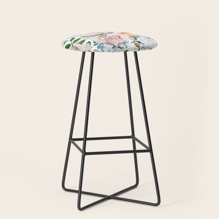 Hand Drawn Vintage Spring Claude Monet Botanical Flower Garden Stool Gallery Image 1