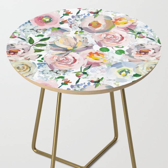 Hand Drawn Vintage Spring Claude Monet Botanical Flower Garden Side Table Gallery Image 2