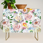 Hand Drawn Vintage Spring Claude Monet Botanical Flower Garden Credenza Gallery Image 1