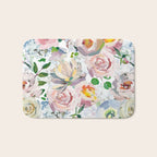 Hand Drawn Vintage Spring Claude Monet Botanical Flower Garden Bath Mat Gallery Image 1