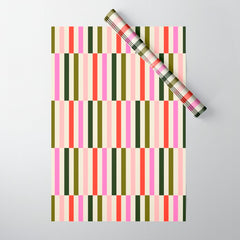 Holly Jolly Stripes Wrapping Paper Gallery Image 1