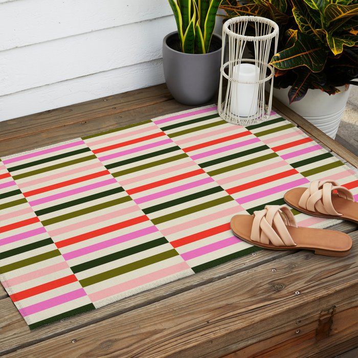 Holly Jolly Stripes Outdoor Rug Gallery Image 2