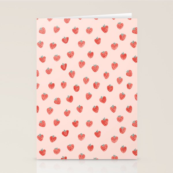 Strawberries on Pink Stationery Card Gallery Image 2