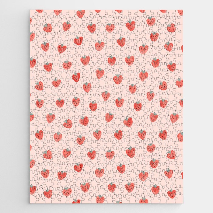 Strawberries on Pink Jigsaw Puzzle Gallery Image 1
