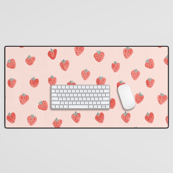 Strawberries on Pink Desk Mat Gallery Image 1