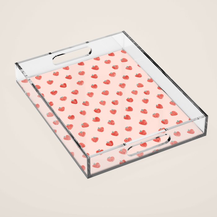 Strawberries on Pink Acrylic Tray Gallery Image 1