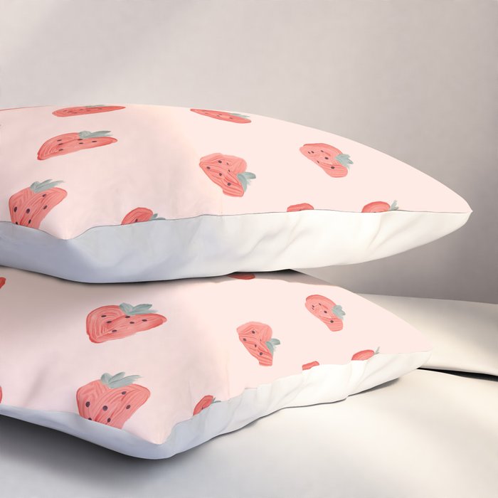 Strawberries on Pink Pillow Sham Gallery Image 3