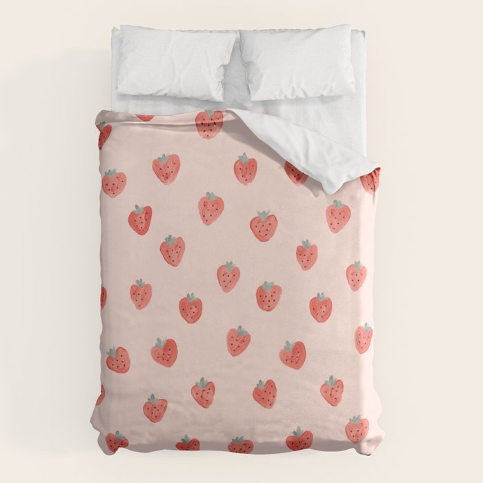 Strawberries on Pink Duvet Cover Gallery Image 6