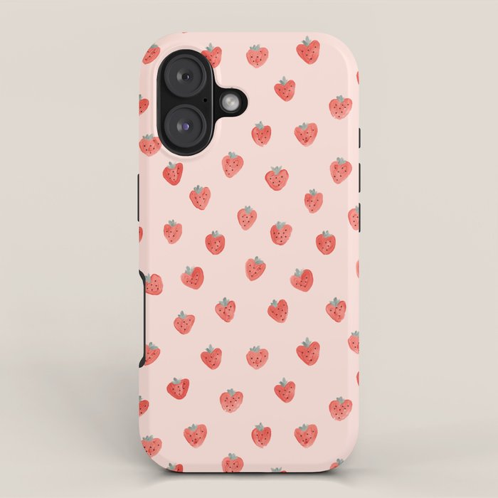 Strawberries on Pink iPhone Case Gallery Image 1