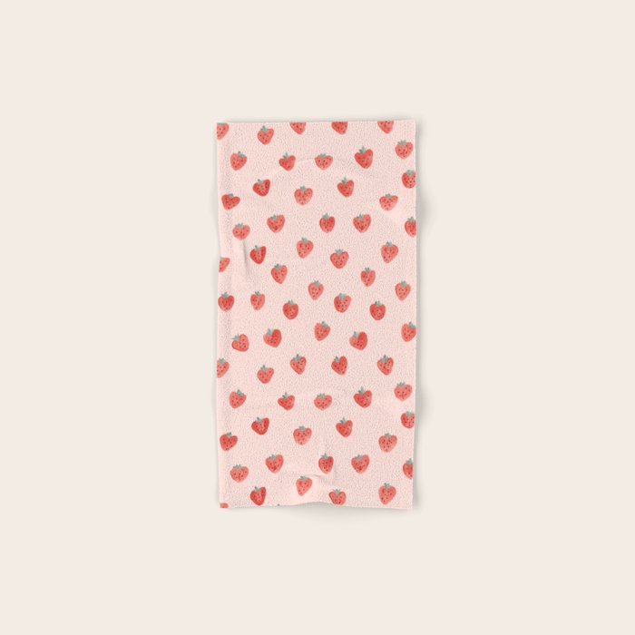 Strawberries on Pink Bath Towel Gallery Image 1