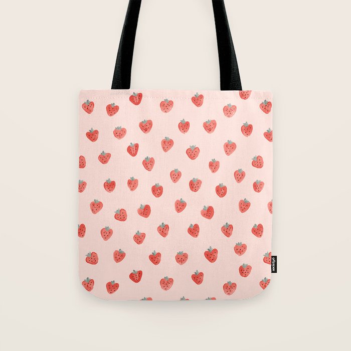 Strawberries on Pink Tote Bag Gallery Image 1