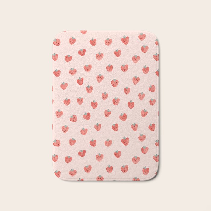 Strawberries on Pink Bath Mat Gallery Image 1