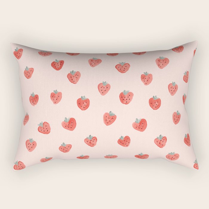 Strawberries on Pink Rectangular Pillow Gallery Image 1