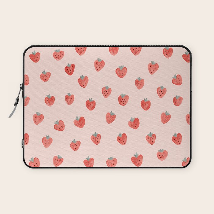 Strawberries on Pink Laptop Sleeve Gallery Image 1