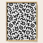 Fun black and white doodle symbol art pattern Serving Tray Gallery Image 1