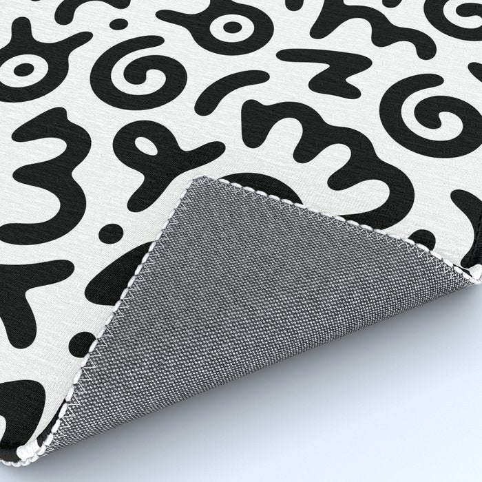 Fun black and white doodle symbol art pattern Rug Gallery Image 4
