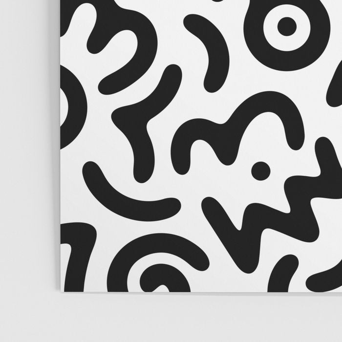 Fun black and white doodle symbol art pattern Poster Gallery Image 3