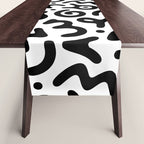 Fun black and white doodle symbol art pattern Table Runner Gallery Image 1