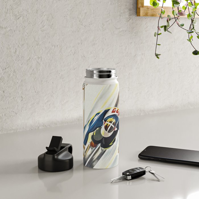 Switzerland Vintage Ski Poster. Water Bottle Gallery Image 4