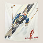 Switzerland Vintage Ski Poster. Wall Tapestry Gallery Image 4