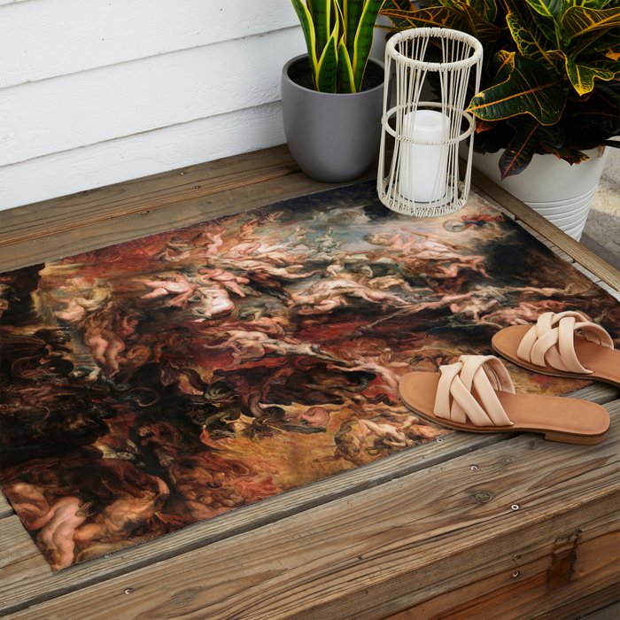 The Fall of the Damned - Peter Paul Rubens 1620 Outdoor Rug Gallery Image 2