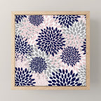 Abstract, Floral Prints, Navy Blue, Grey and Pink Mini Art Print Gallery Image 1