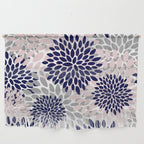 Abstract, Floral Prints, Navy Blue, Grey and Pink Wall Hanging Gallery Image 1