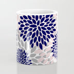 Abstract, Floral Prints, Navy Blue, Grey and Pink Coffee Mug Gallery Image 4