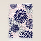 Abstract, Floral Prints, Navy Blue, Grey and Pink Stationery Card Gallery Image 2