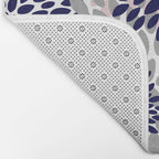 Abstract, Floral Prints, Navy Blue, Grey and Pink Bath Mat Gallery Image 2