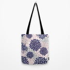 Abstract, Floral Prints, Navy Blue, Grey and Pink Tote Bag Gallery Image 2