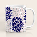 Abstract, Floral Prints, Navy Blue, Grey and Pink Coffee Mug Gallery Image 1