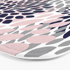 Abstract, Floral Prints, Navy Blue, Grey and Pink Bath Mat Gallery Image 3