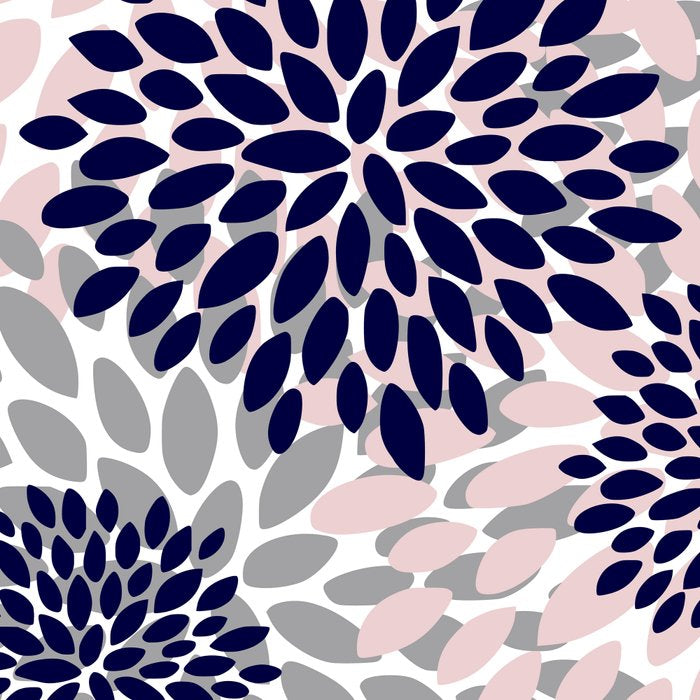 Abstract, Floral Prints, Navy Blue, Grey and Pink Coffee Mug Gallery Image 2