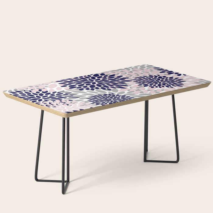 Abstract, Floral Prints, Navy Blue, Grey and Pink Coffee Table Gallery Image 1