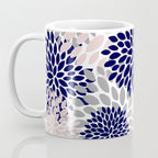Abstract, Floral Prints, Navy Blue, Grey and Pink Coffee Mug Gallery Image 3