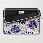 Abstract, Floral Prints, Navy Blue, Grey and Pink Laptop Sleeve Gallery Image 2