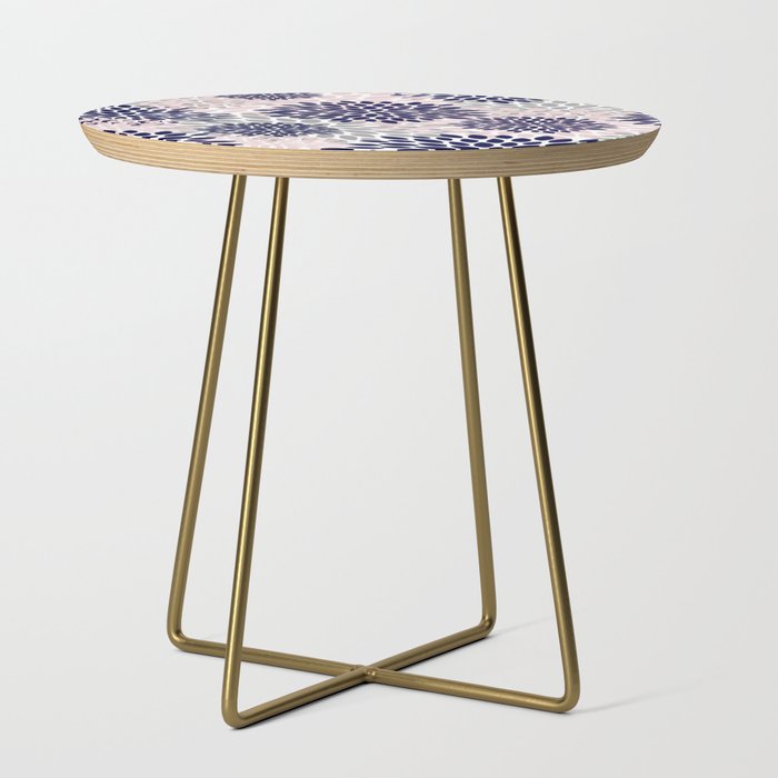 Abstract, Floral Prints, Navy Blue, Grey and Pink Side Table Gallery Image 1