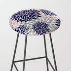 Abstract, Floral Prints, Navy Blue, Grey and Pink Stool Gallery Image 2