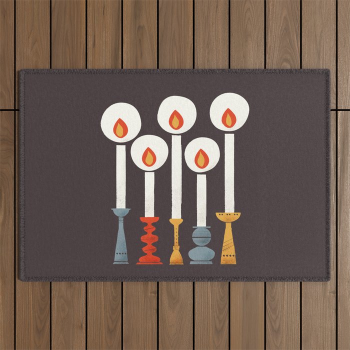Festive Retro Candles Outdoor Rug Gallery Image 1