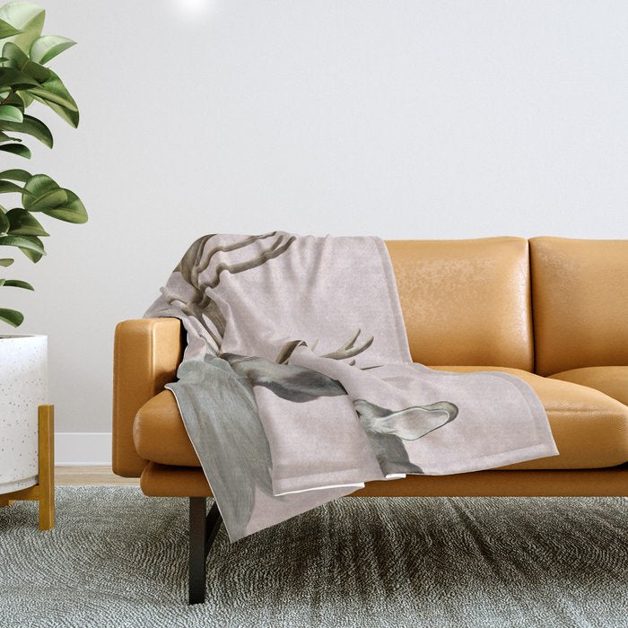 Reindeer and rabbit Throw Blanket Gallery Image 1