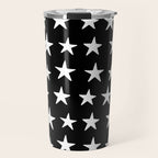 Star Pattern White On Black Travel Mug Gallery Image 1