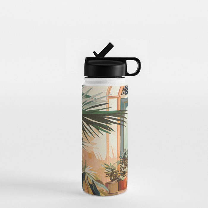 Villa Courtyard Mediterranean Art Water Bottle Gallery Image 1